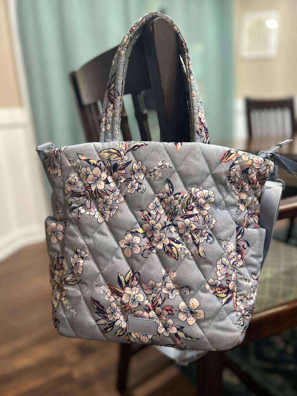 Vera Bradley Performance Twill Multi-Strap Shoulder Tote Bag Peach Blossom Bouqu